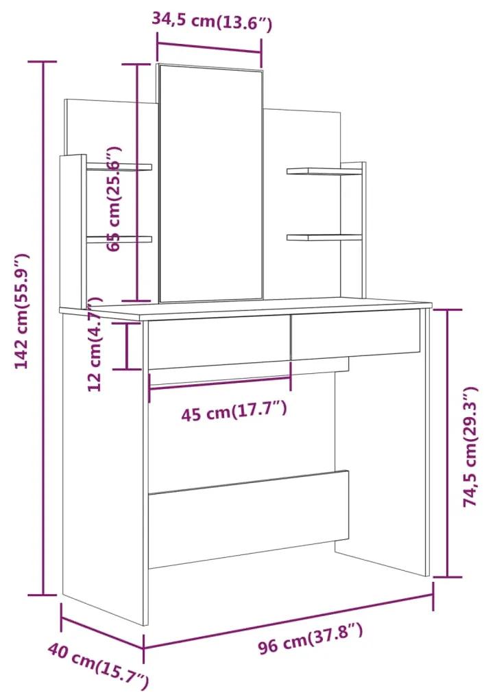 Set masuta de toaleta, gri beton, 96x40x142 cm Gri beton