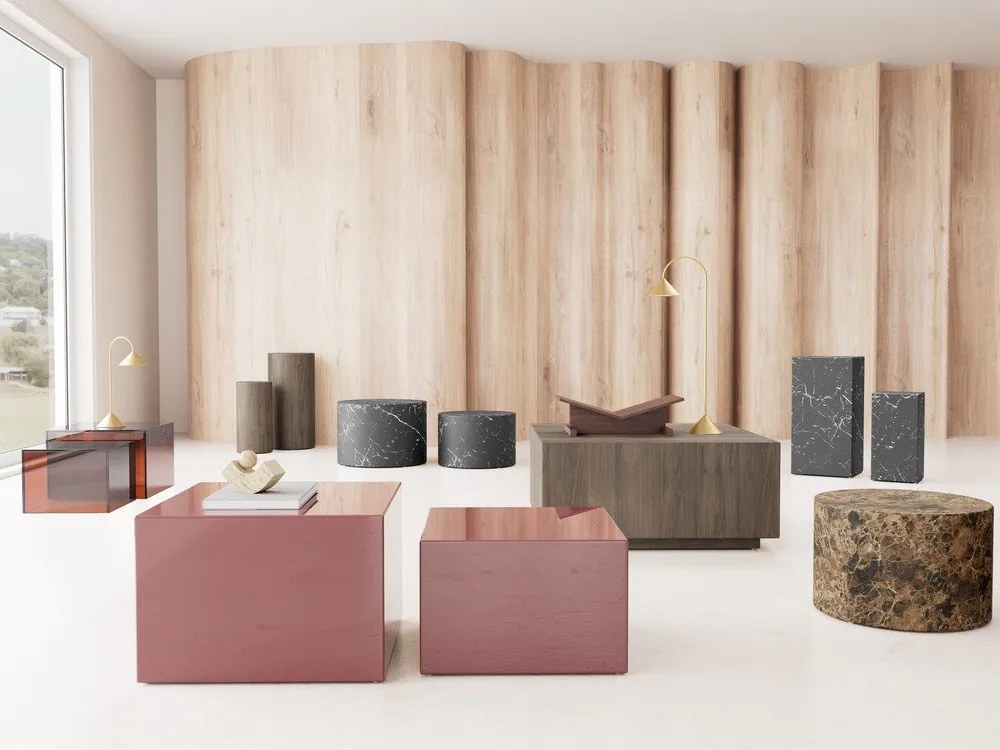 Măsuțe de cafea maro 2 buc. din sticlă 50x50 cm Dice – Actona