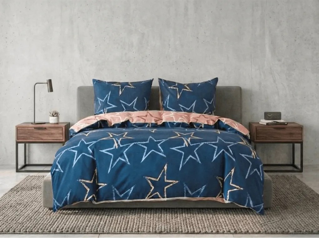 Lenjerie de pat din microflanel STARMISS albastru inchis Dimensiune lenjerie de pat: 2 buc 70 x 90 cm | 200 x 220 cm