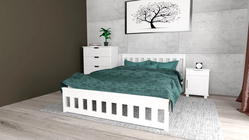 Pat MAICA 90 x 200 cm, alba Saltele: Cu saltele Somnia 18 cm, Somiera pat: Cu lamele drepte