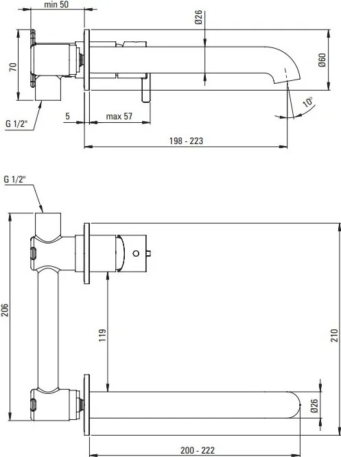 SILIA Baterie pentru lavoar incastrata BQS_F54L Finisaj: oțel periat