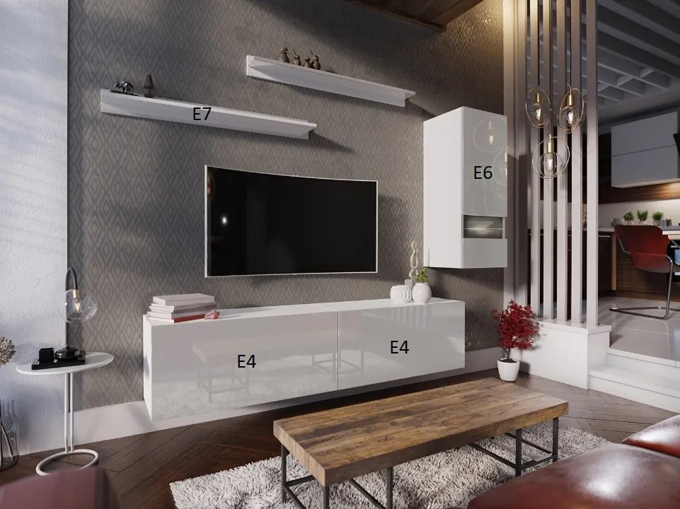 Mobilier living Damot (alb + alb lucios). 1007697