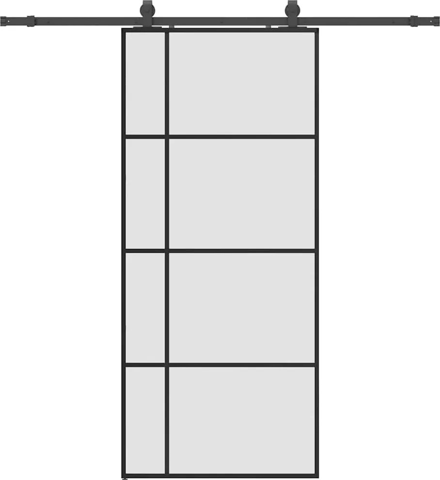 vidaXL Ușă glisantă cu set de feronerie neagră 90x205 cm Sticlă ESG