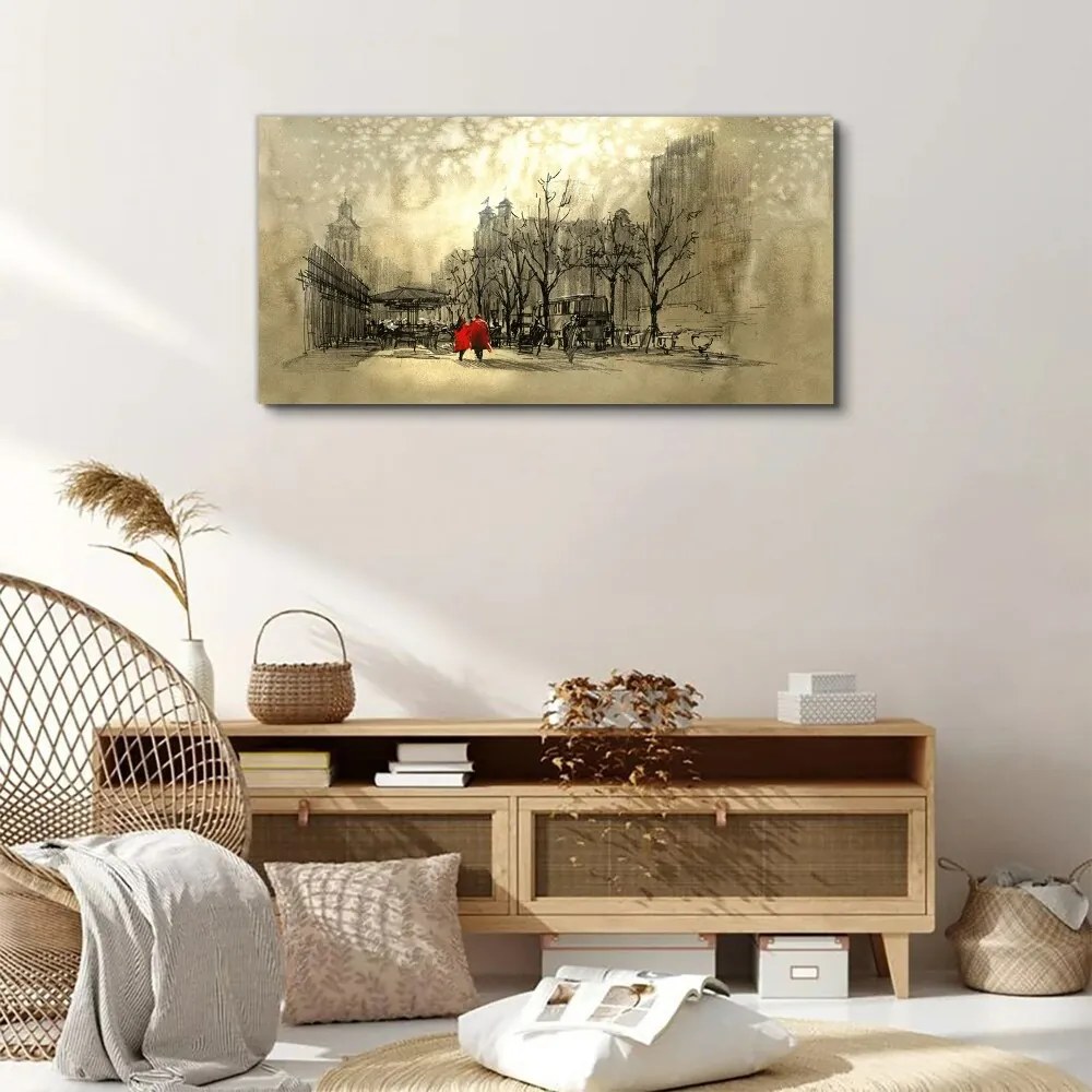 Tablou canvas cuplu de abstracție de oraș
