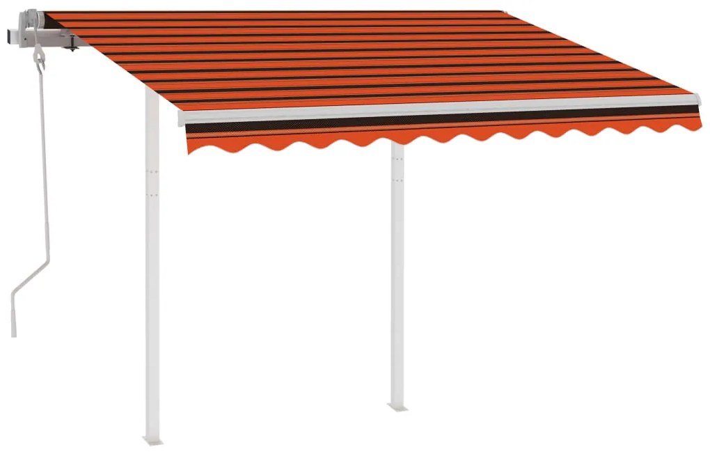 Copertina retractabila manual cu stalpi portocaliu maro 3x2,5 m portocaliu si maro, 3 x 2.5 m