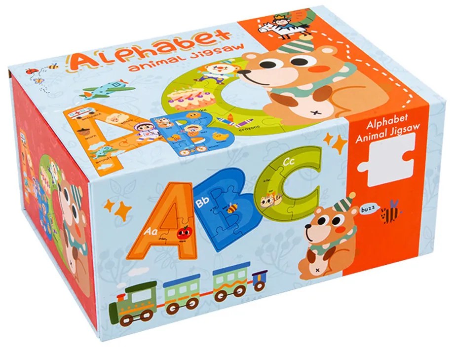 Puzzle alfabet din lemn cu cuvinte în engleză