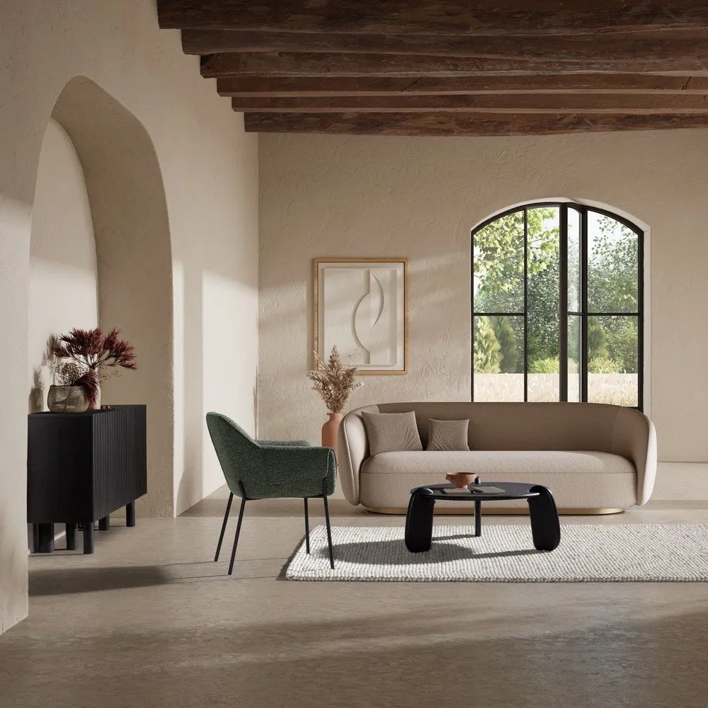 Măsuță de cafea neagră rotundă din lemn de mango ø 80 cm Tamira – MOME