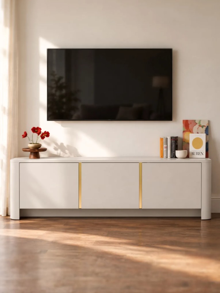 Dulap TV Sorrenti 168 cm - cashmere / auriu