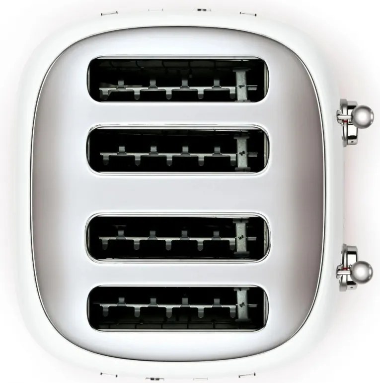 Prăjitor de pâine SMEG 50's Style TSF03WHEU, 2000 W, 4 felii, 6 niveluri, Tava pentru firimituri, Cablu integrat, Oțel inoxidabil, Alb