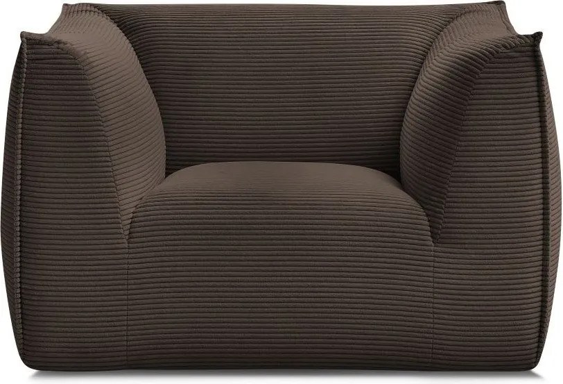 Fotoliu maro cu tapițerie din catifea reiată Giorgia – Bobochic Paris