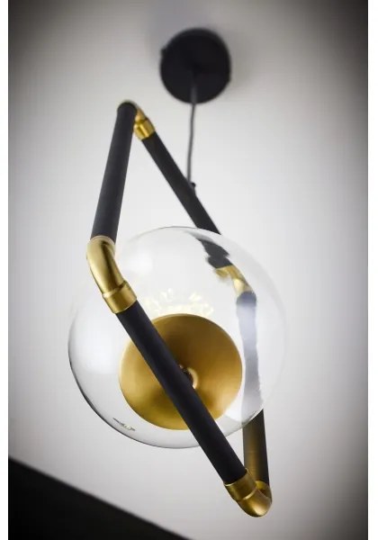 Lustră pe cablu Jupiter 2023 ZAFRA 1xG9/10W/230V negru/auriu/transparent