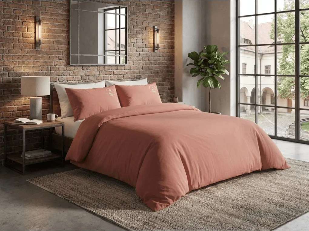 Lenjerie de pat din bumbac PLAIN BEAUTY teracota Dimensiune lenjerie de pat: 2 buc 60 x 70 cm | 200 x 220 cm