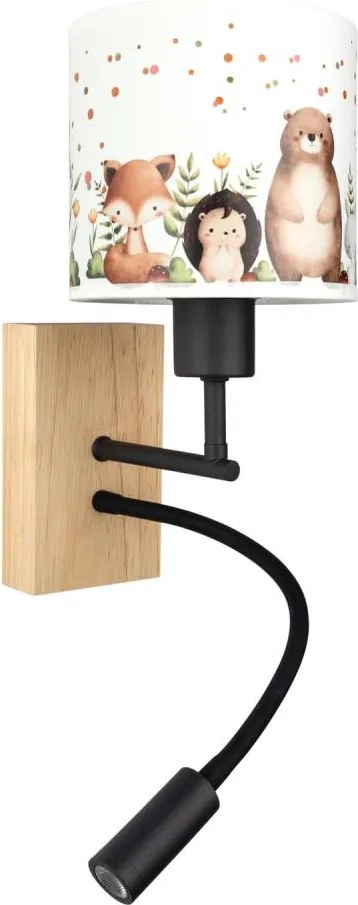 Brilagi - Lampă LED flexibilă BOBO WOOD 1xE27/25W/230V + LED/3W stejar/negru/alb/model animal.