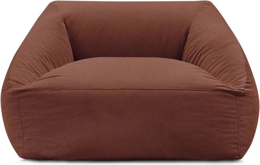 Fotoliu bean bag portocaliu cu tapițerie din catifea reiată Lilibet – Bobochic Paris