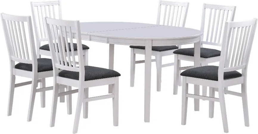 Scaun de dining din lemn de cauciuc cu șezut gri Rowico Wittaskar, alb