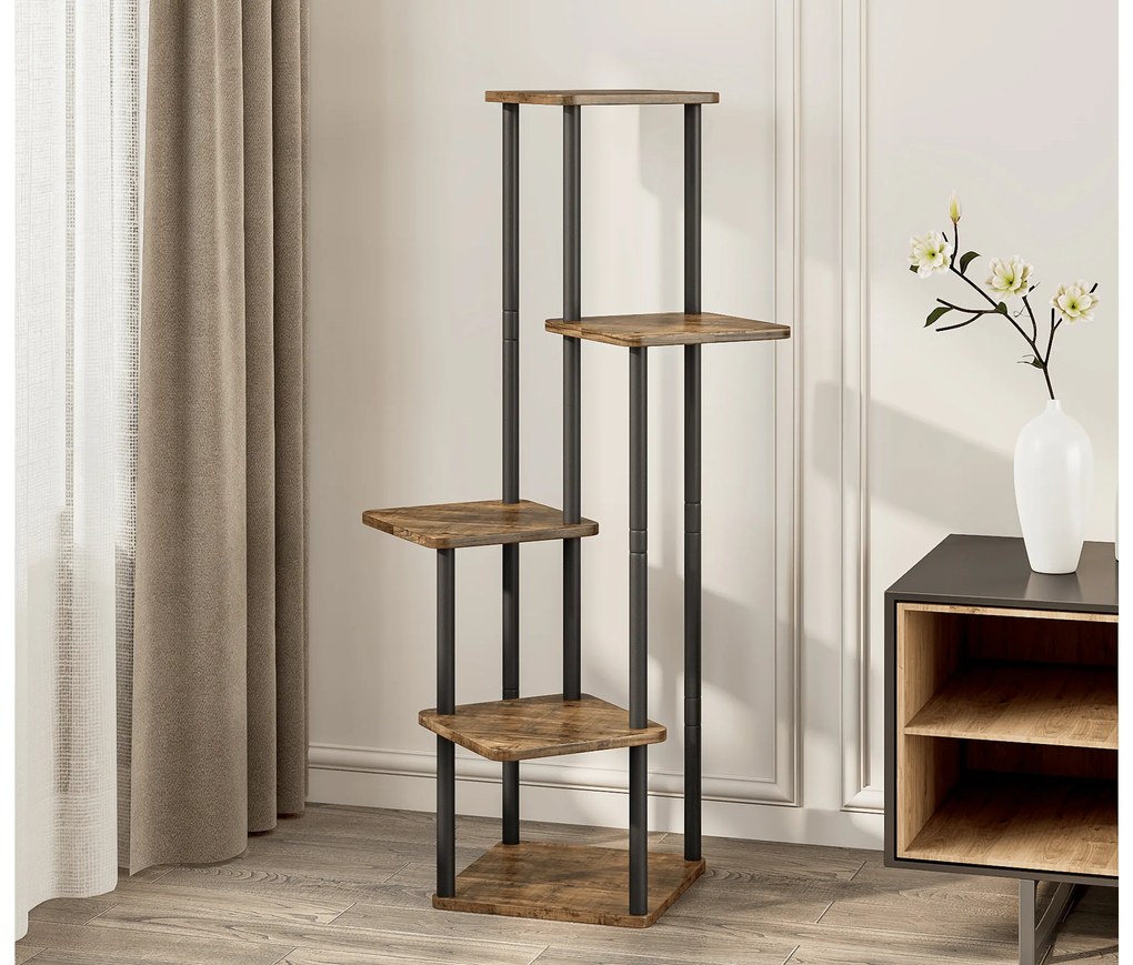 Suport metalic pentru fori Anita (negru + lemn rustic). 1065332