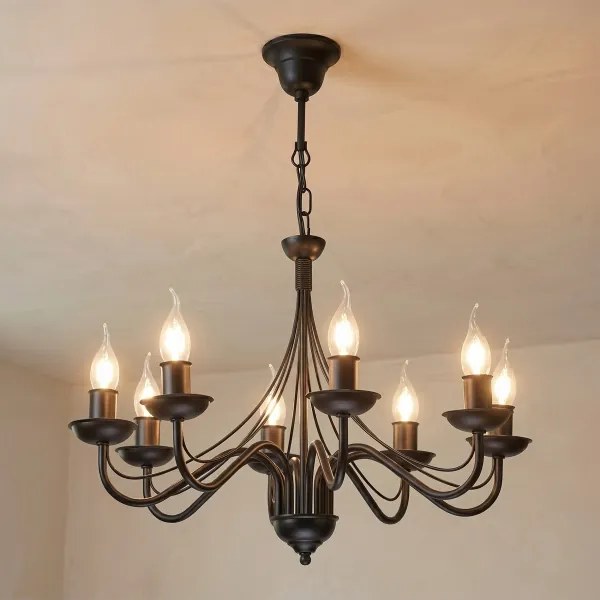 Candelabru cu lanț ANTON 8xE14/60W/230V negru