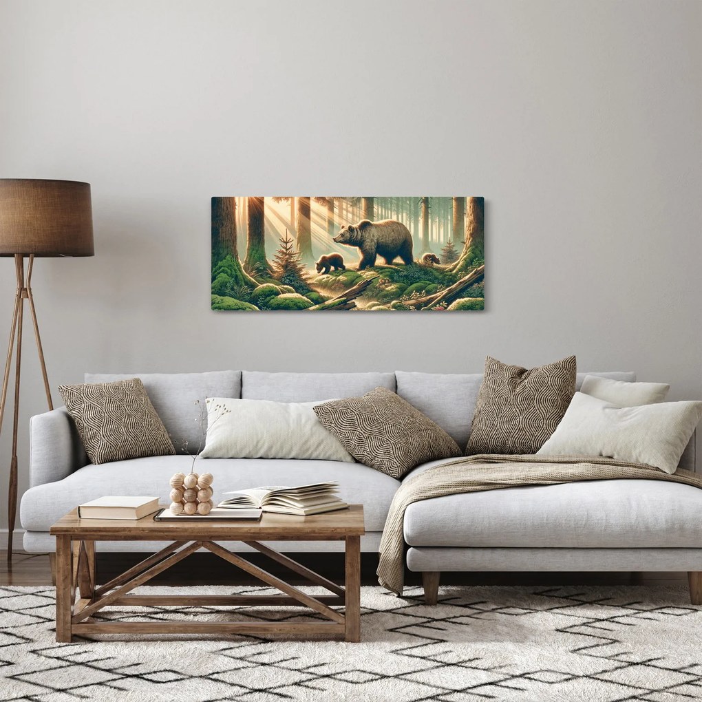 Tablou - Urși în pădure (120x50 cm)