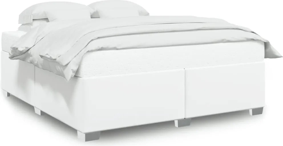 vidaXL Cadru de pat, alb, 180x200 cm, piele ecologică