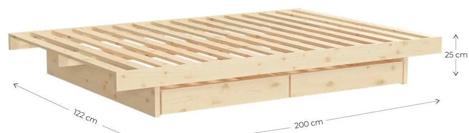 Pat în culoare naturală din lemn masiv de pin cu somieră 120x200 cm Kanso – Karup Design