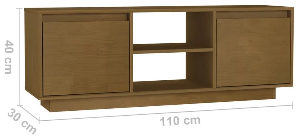 Comoda TV, maro miere, 110x30x40 cm, lemn masiv de pin 1, maro miere