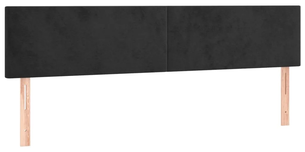 Pat cu arcuri, saltea si LED, negru, 180x200 cm, catifea Negru, 180 x 200 cm, Design simplu