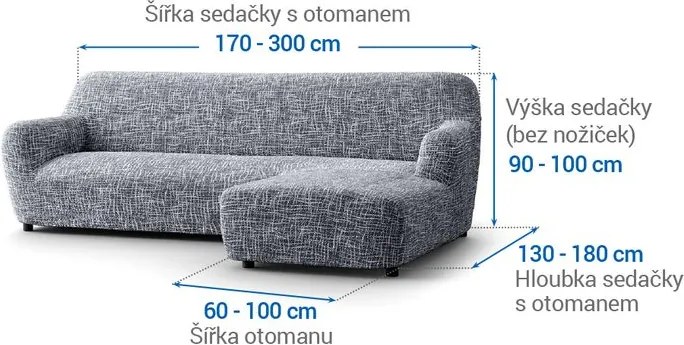 Gaico Huse cu două elastice GRAFITI NOU antracit canapea cu otoman dreapta (l. 170 - 300 cm)