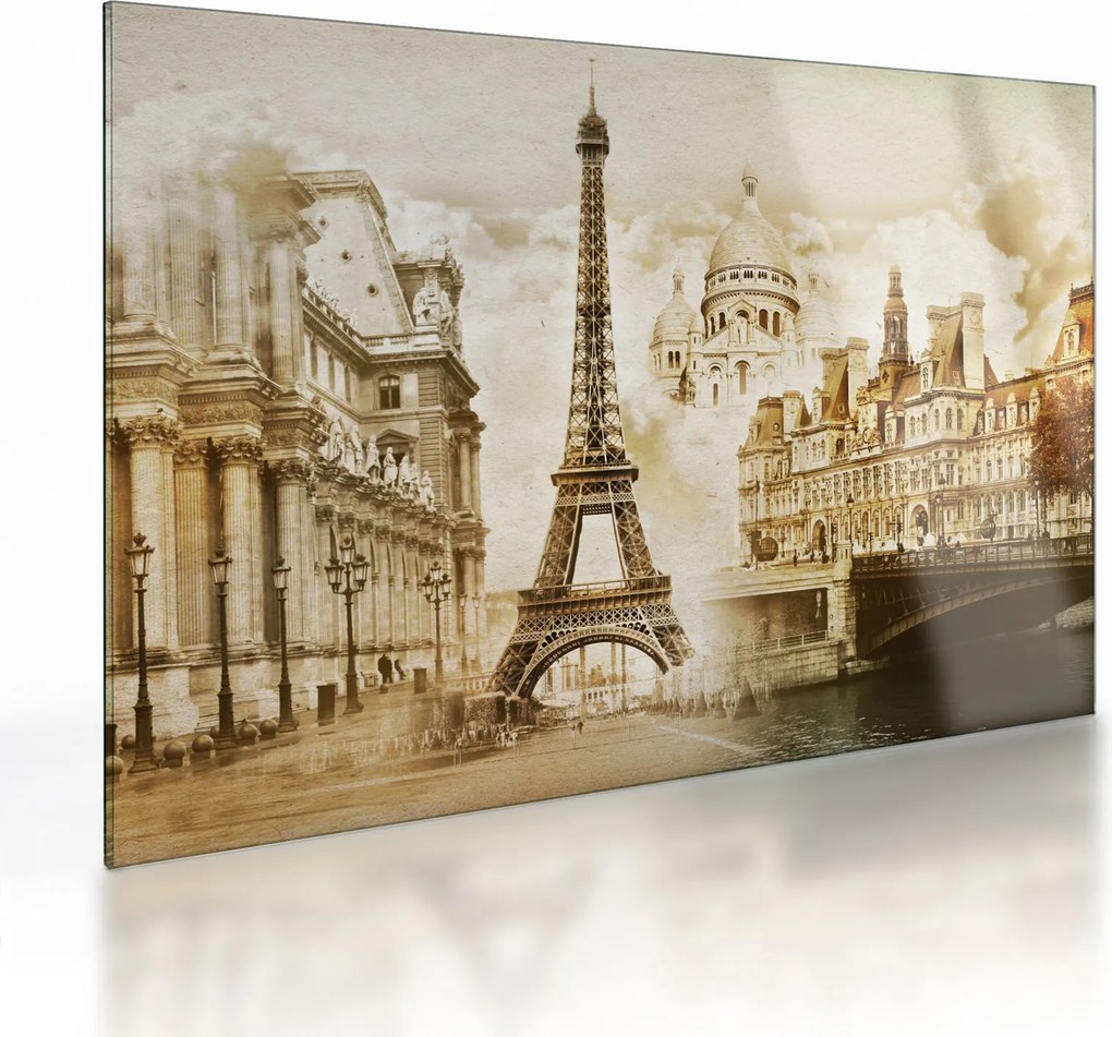 Tablou pe sticlă - Monumente din Paris (70x50 cm)