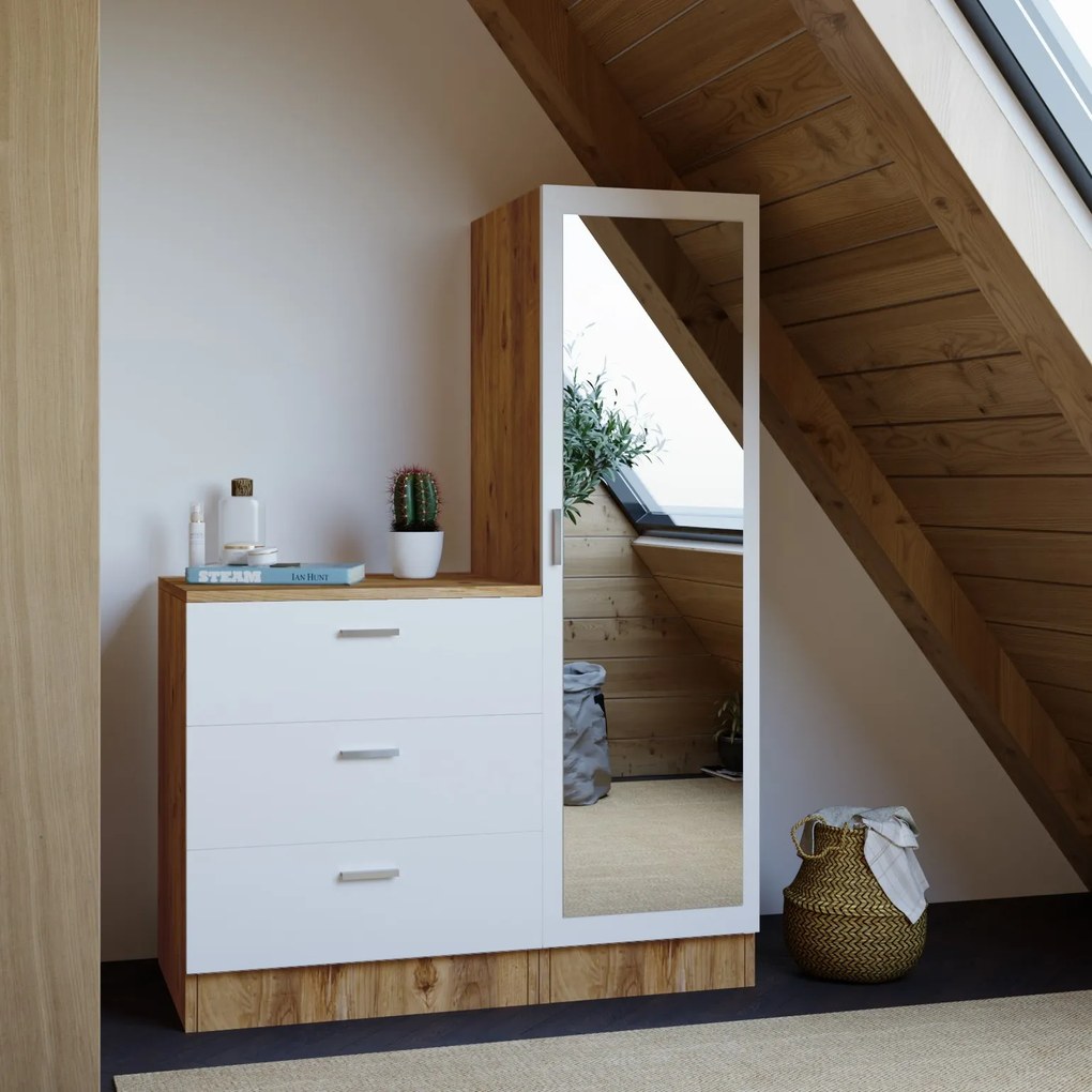 Set mobilier pentru hol Cicci (Pin atlantic + Alb). 1072753