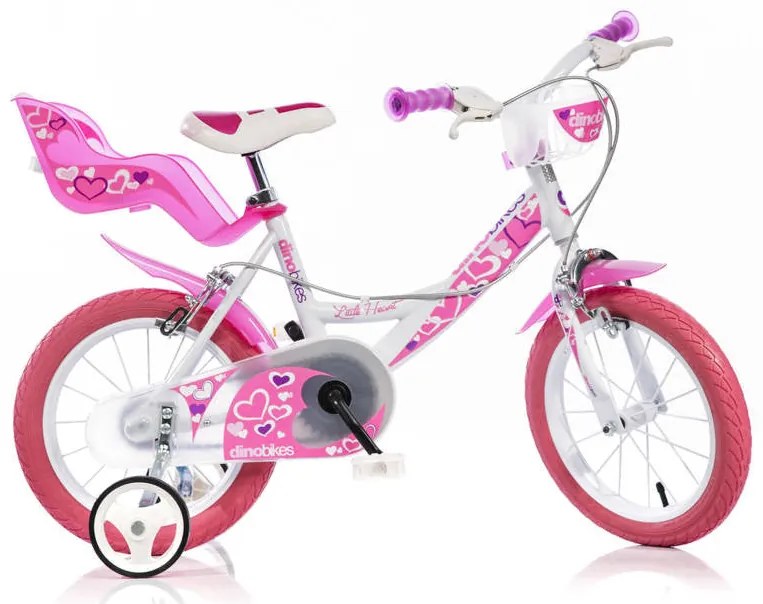 BICICLETA ROZ CU INIMIOARE 16" - DINO BIKES (164RN)