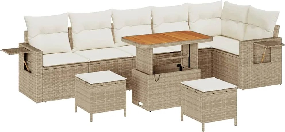 vidaXL Set de canapele pentru grădină 11 pcs Bej și crem poliratan