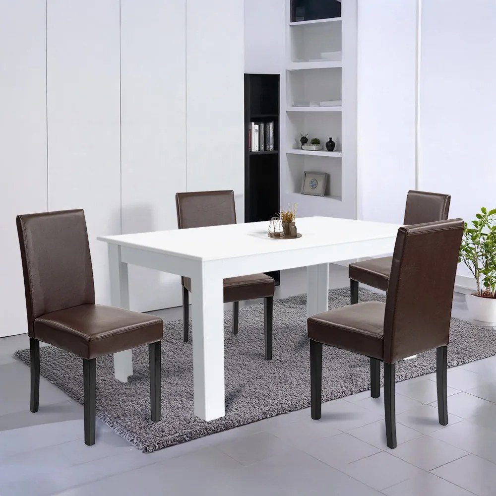 Set de masă Leon 4+1 alb-maro