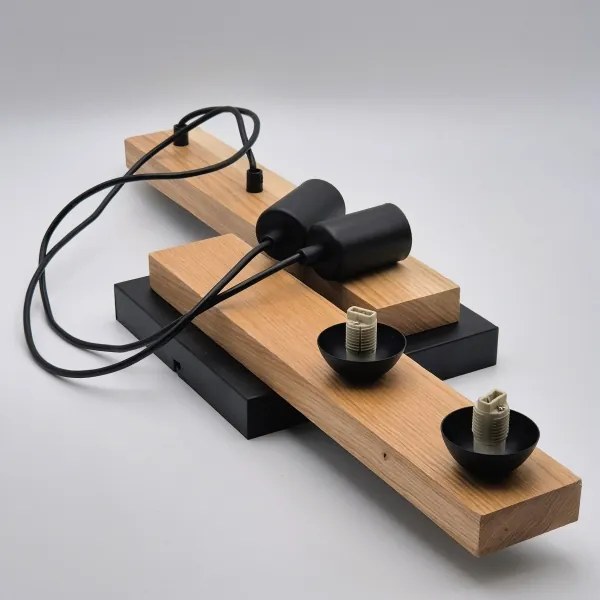 Lustră pe cablu CORTINA 2xE27/15W/230V + 2xG9/5W/230V negru/stejar