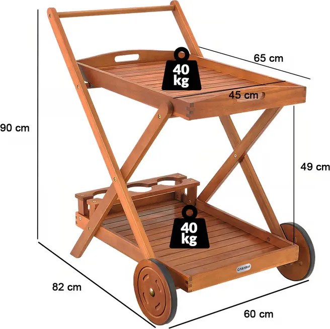Deuba Cărucior de servire - salcâm
