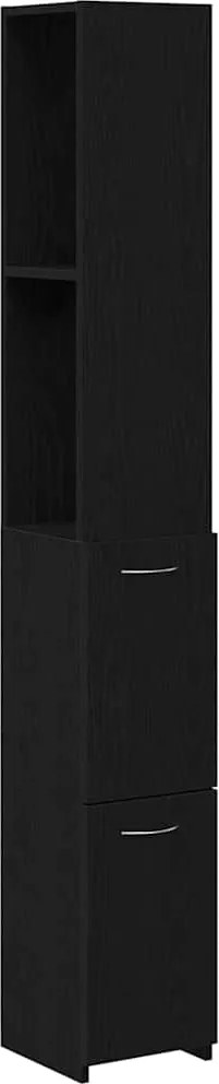 vidaXL Dulap de Baie Stejar Negru 25 x 25 x 170 cm Lemn compozit