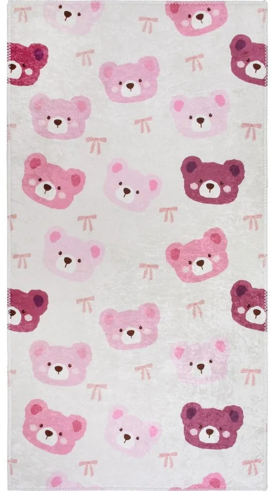 Covor pentru copii roz-fildeș lavabil 80x150 cm Cute Teddies Pink – Vitaus