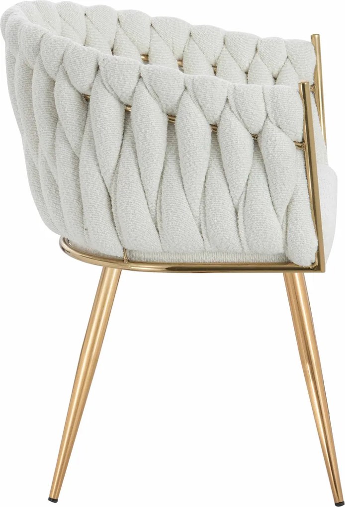 HR750 Scaun cu picioare Aurie Crem din Boucle