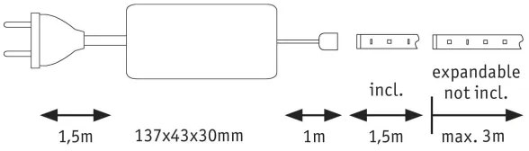 Bandă dimabilă pentru baie Paulmann 70671 LED/18W IP44 MAXLED 1,5m 6500K 230V