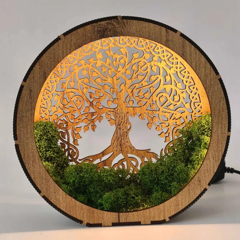 SENTOP | Lampă de masă Arborele Vieții cu mușchi | ZIVENA