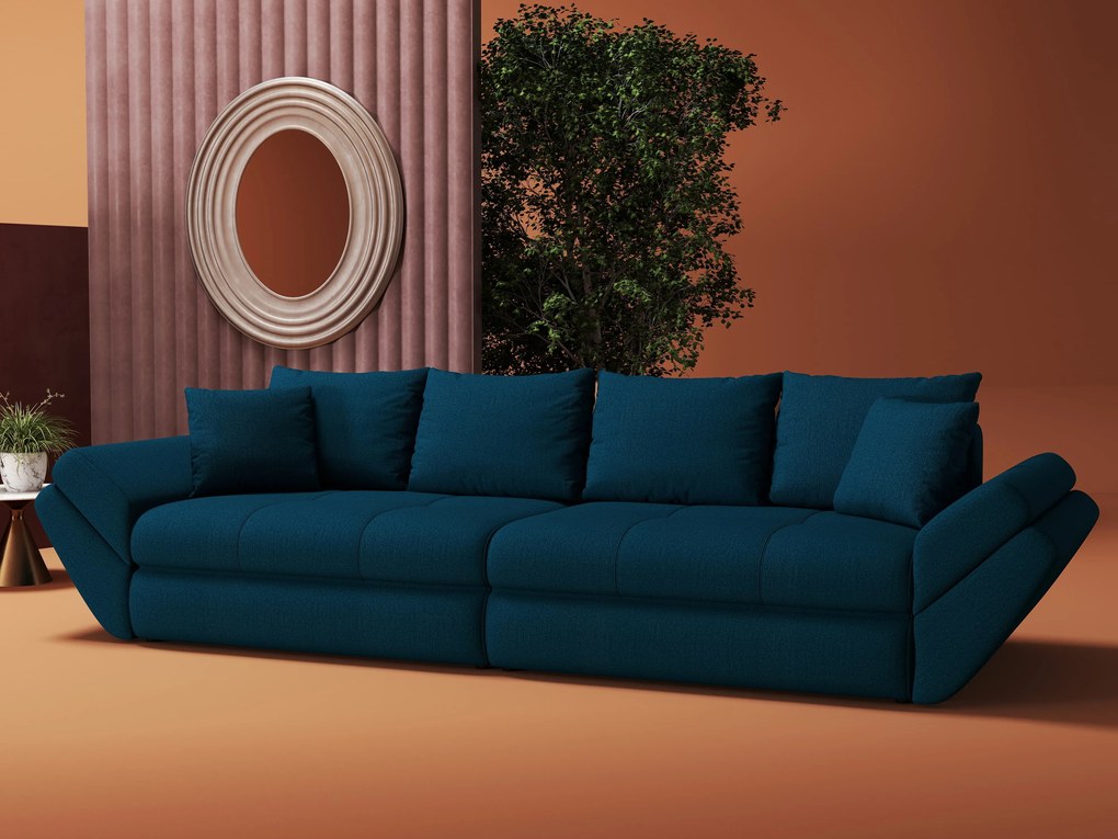 Canapea extensibilă dumonde cu ladă de depozitare si sezut confortabil din spuma high-density, Loana Enjoy Petrol 300x100 cm