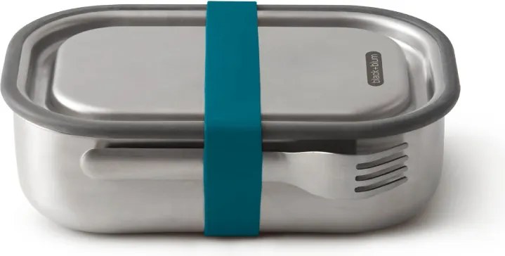 Cutie pentru pranz Black+Blum BAM-SS-L005, 1 l, Dreptunghiulara, Potrivita pentru cuptor, Fara BPA, Otel inoxidabil, Inox/Albastru