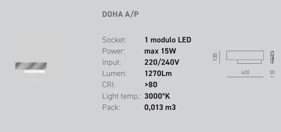Aplica de perete LED DOHA A otel, alb, negru sau gri dove