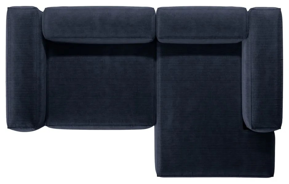 Colțar albastru închis cu tapițerie din catifea reiată (cu colț pe partea dreaptă/cu șezlong) Bergamo – Cosmopolitan Design