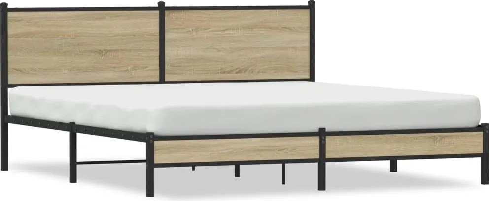 vidaXL Cadru de pat metalic fără saltea, stejar sonoma, 180x200 cm
