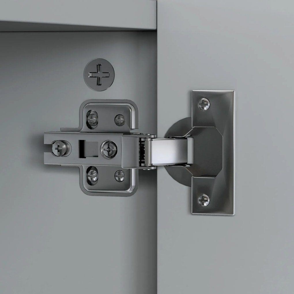 kleankin Dulap de baie suspendat cu 3 uși oglindă și polițe reglabile din MDF Gri dim. 90L x 15l x 60H cm | Aosom Romania