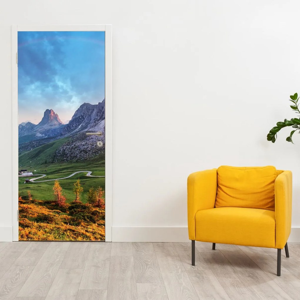 Fototapet pentru ușă - Curcubeu peste stânci (95x205cm)