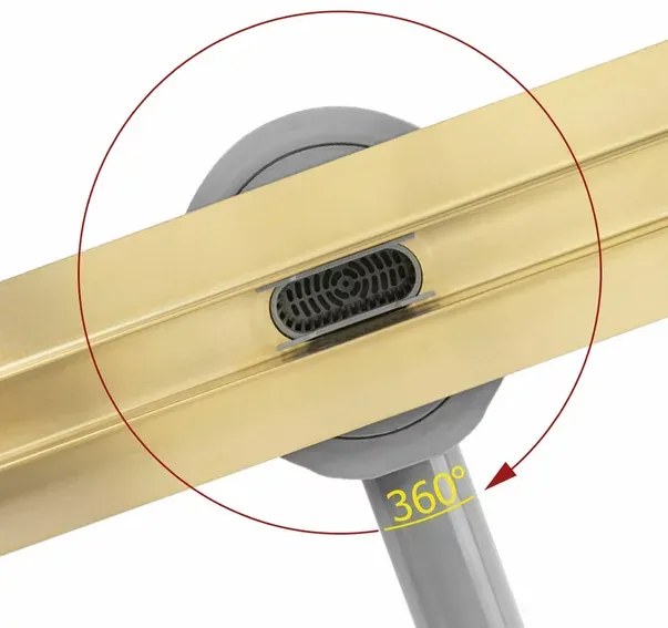 Set rigola pentru dus plus capac auriu periat Rea Neox Slim Pro 90 cm