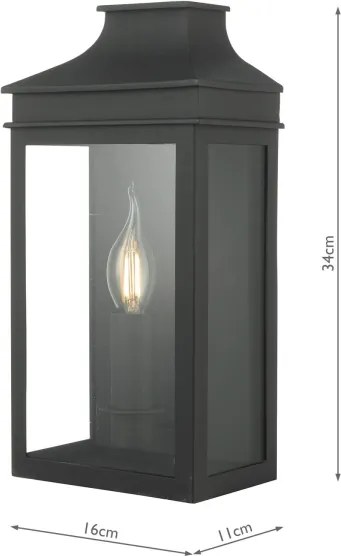 Där Lighting VAP5222 - Aplică de exterior VAPOUR 1xE14/60W/230V IP44, neagră