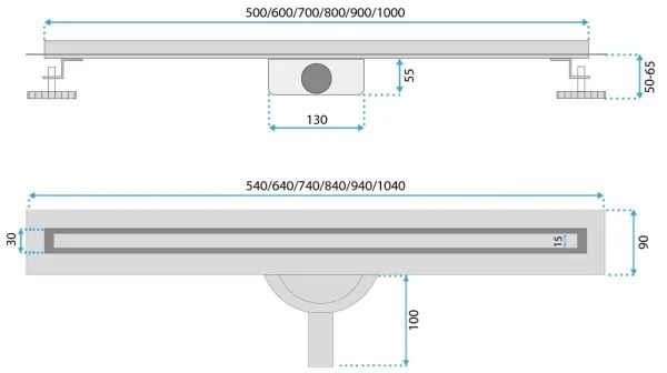 REA-G2714 - Canal de scurgere NEOX SLIM 70 cm, oțel inoxidabil – finisaj auriu periat