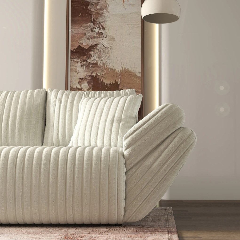 Canapea extensibilă dumonde cu ladă de depozitare si sezut confortabil din spuma high-density, Berlin Ambience Ivory 300x100 cm